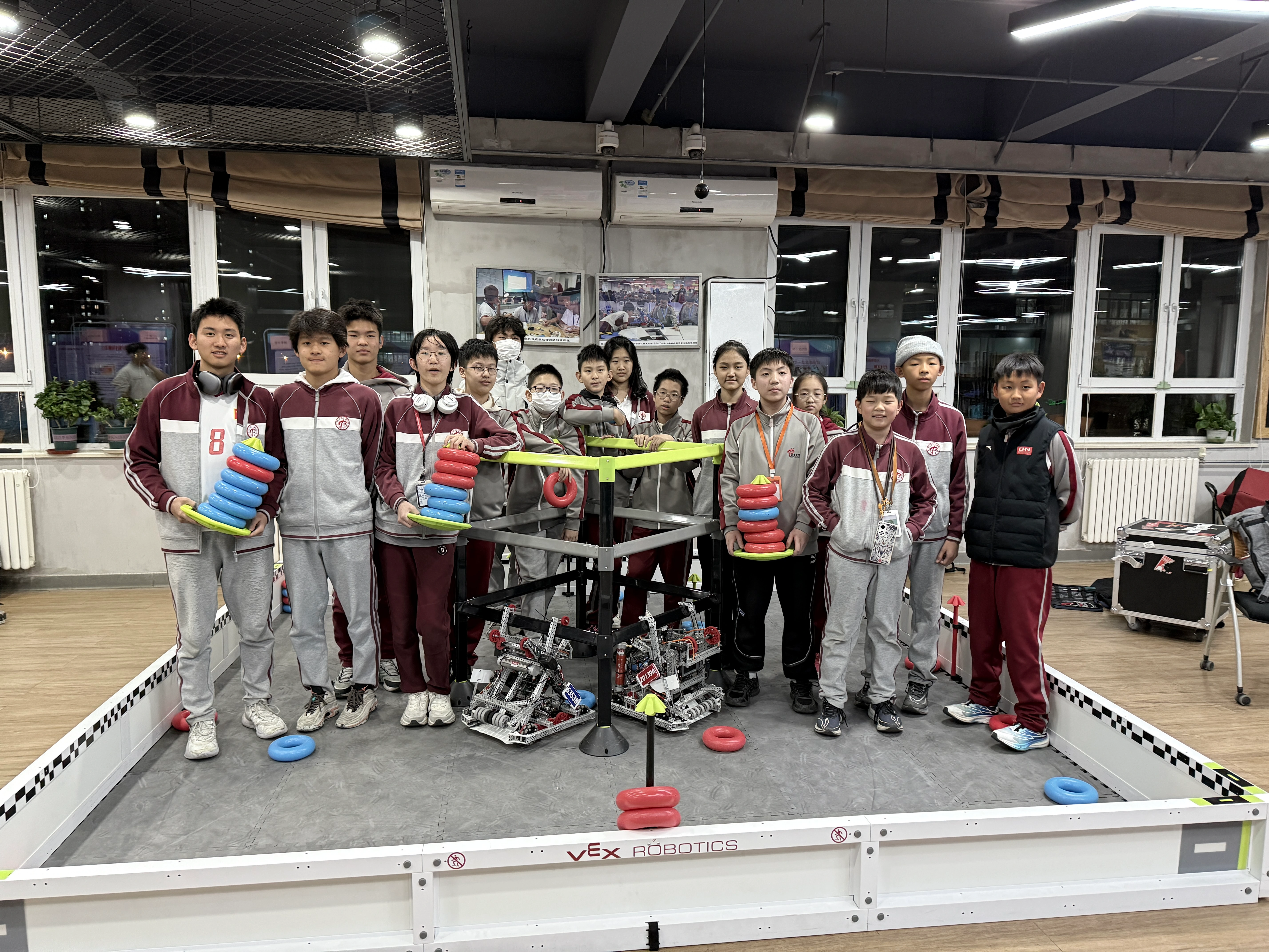 Team working together on robotics projects